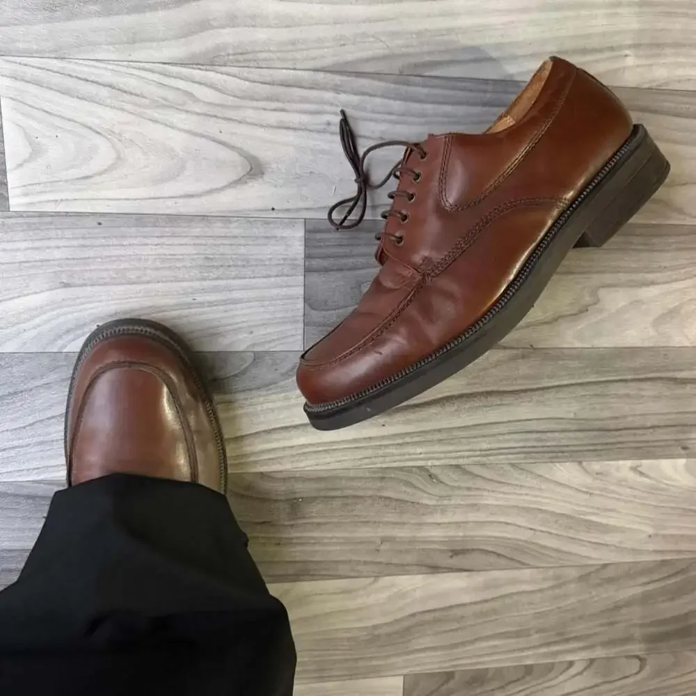Vintage Y2K Brown Chunky Leather Oxford Dress Shoes Size 11.5